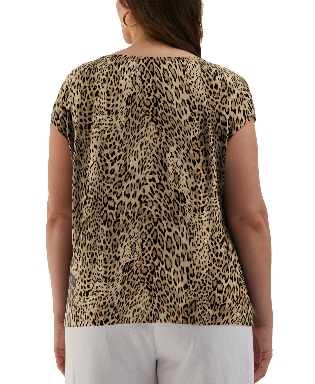 Plus Size Leopard Print Rivet Detail Tank Top (Irish Cream) 