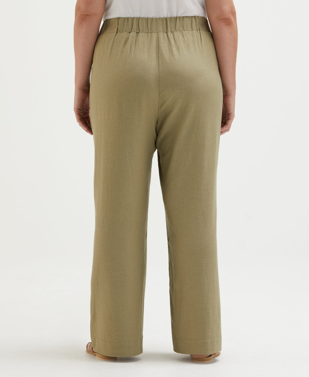 Plus Size Linen Blend Pleated Wide Leg Pant (Aloe) 
