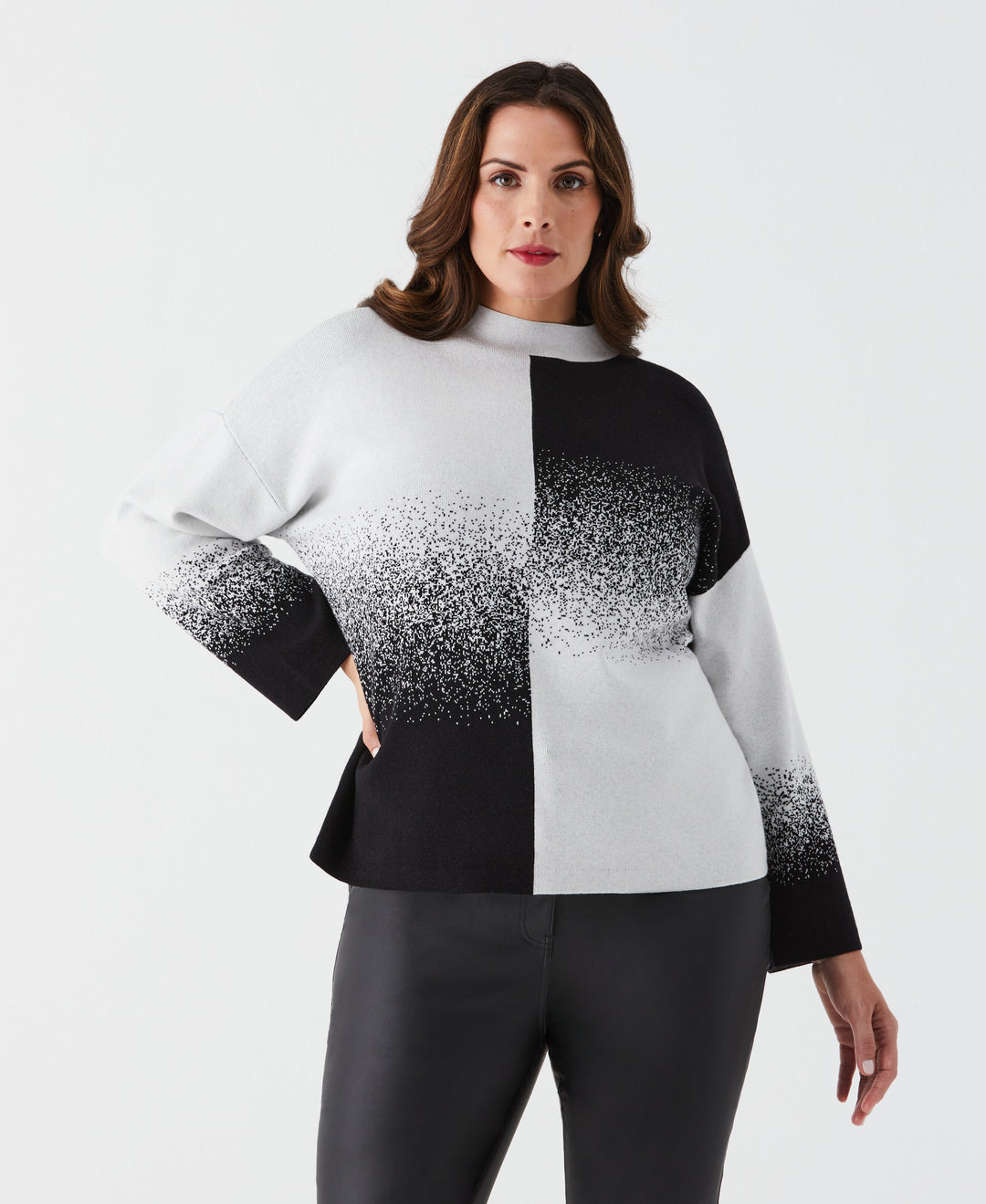 Plus Size Ombre Turtleneck Sweater (Black) 
