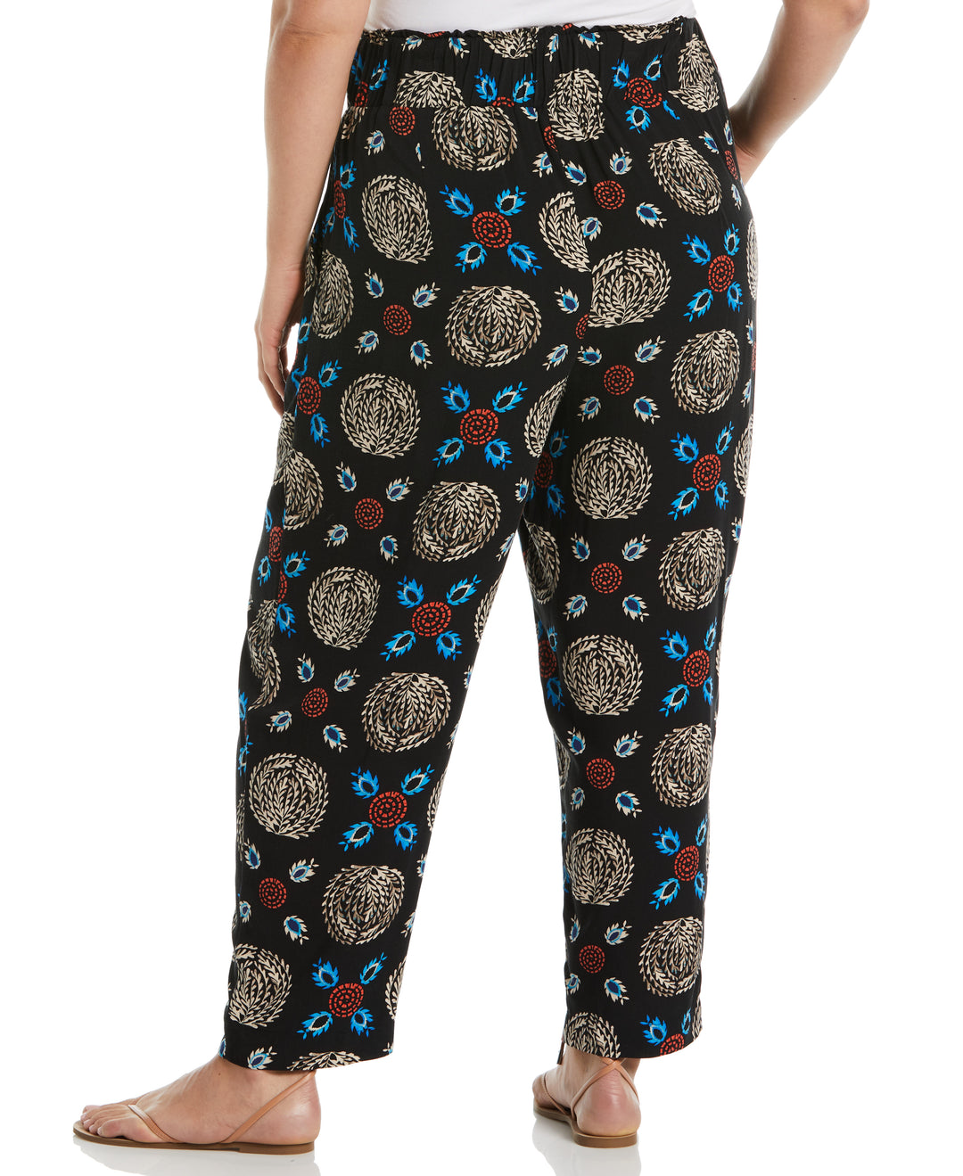 Print Paper Bag Ankle Pant (Black) 