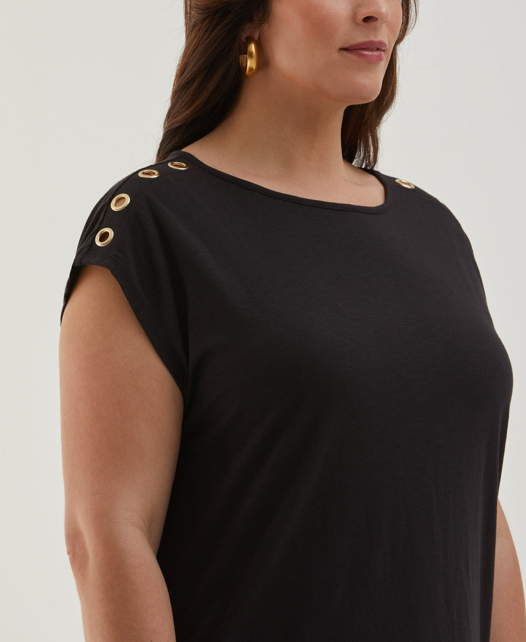 Plus Size Rivet Detail Tank Top (Black) 