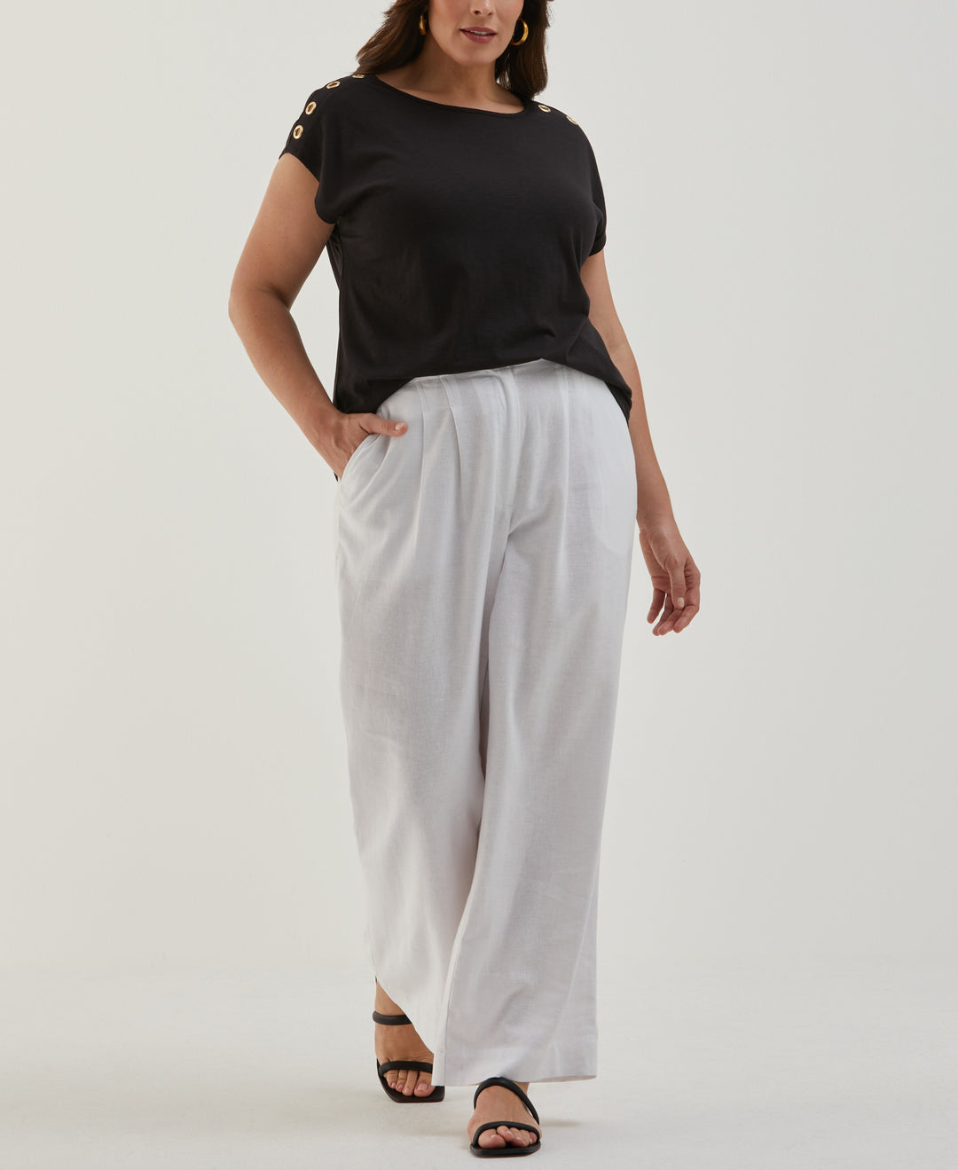 Plus Size Rivet Detail Tank Top (Black) 