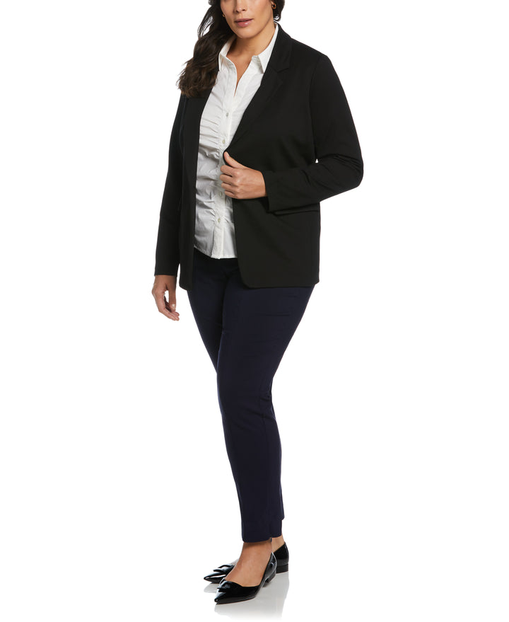 Plus Size Ruched Front Poplin Shirt (White) 