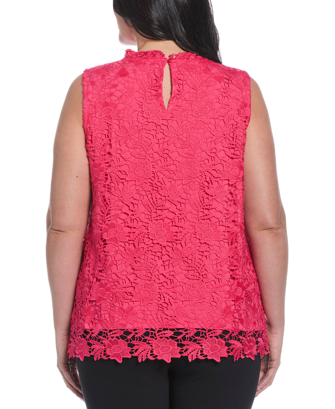 Plus Size Scalloped Lace Top (Raspberry) 