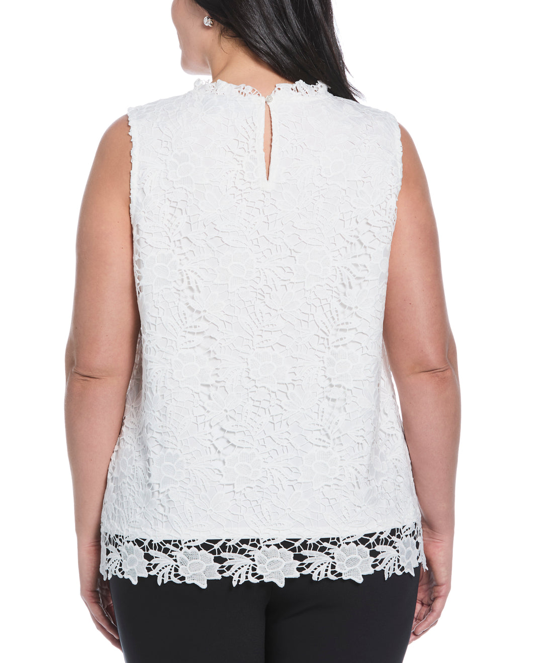 Plus Size Scalloped Lace Top (Star White) 