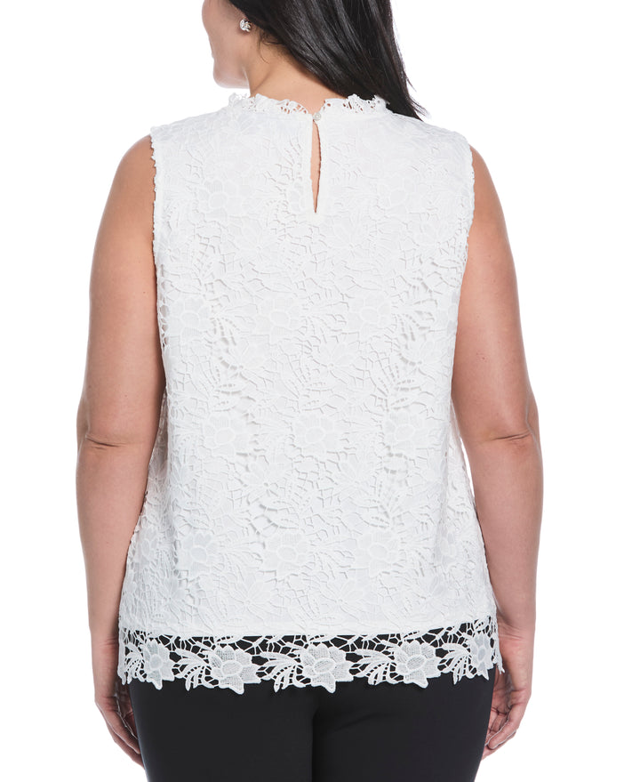 Plus Size Scalloped Lace Top (Star White) 