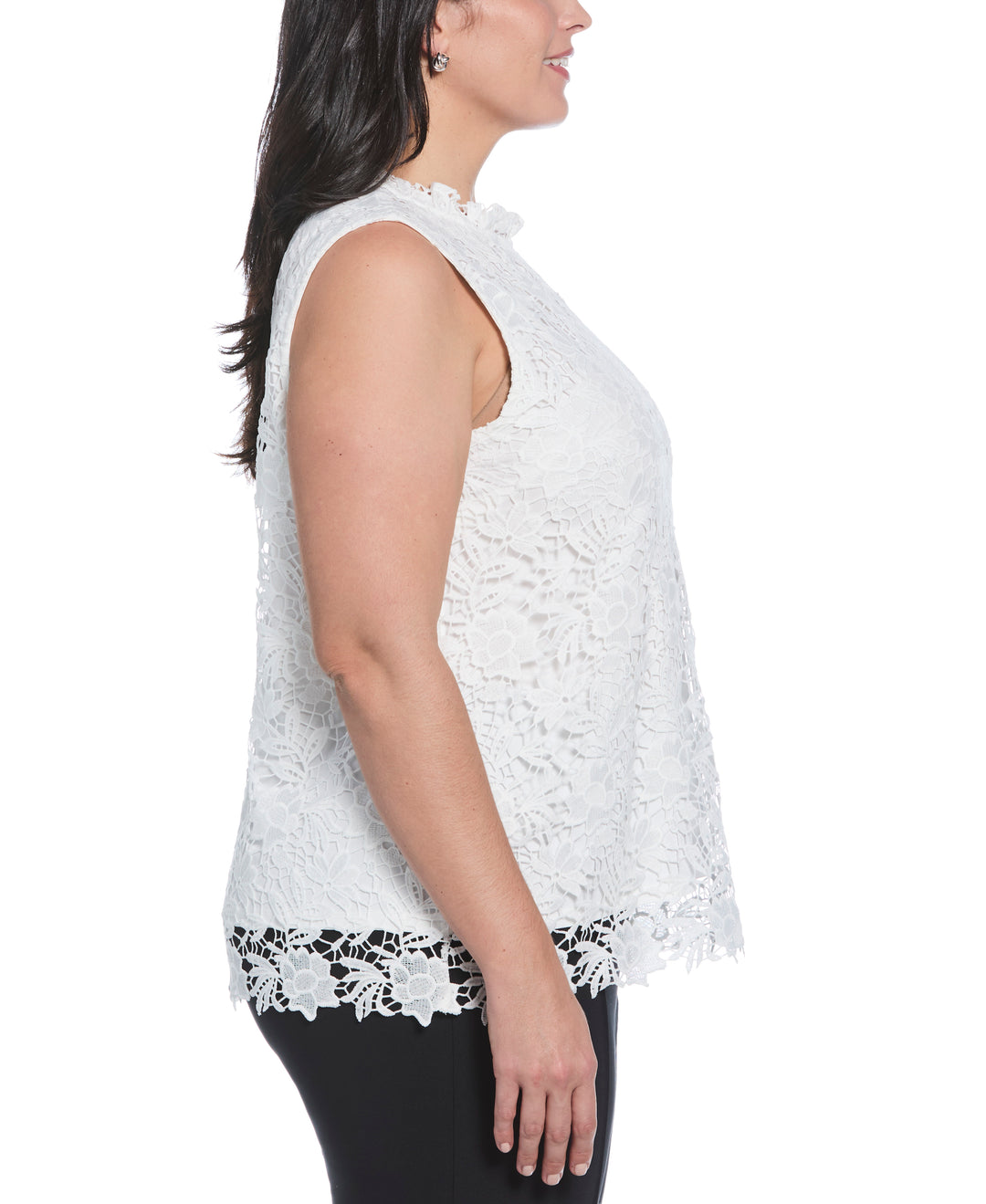 Plus Size Scalloped Lace Top (Star White) 