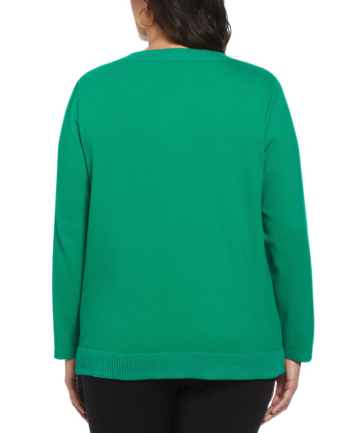 Plus Size Split Neck Chain Detail Top (Jelly Bean) 