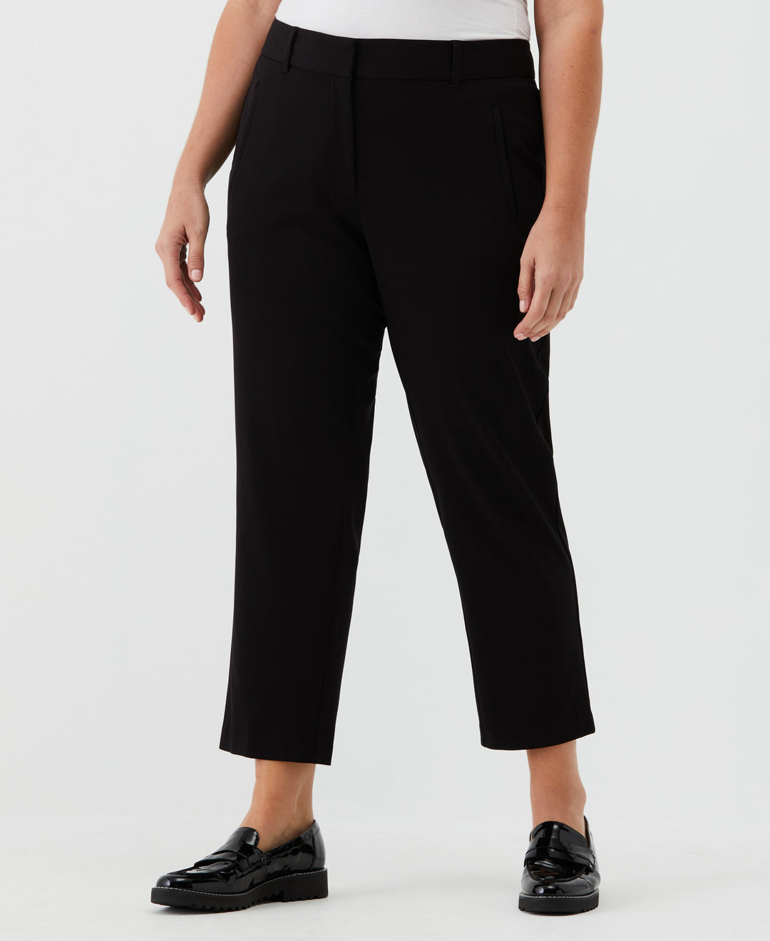 Plus Size Straight Leg Ankle Pant (Black) 