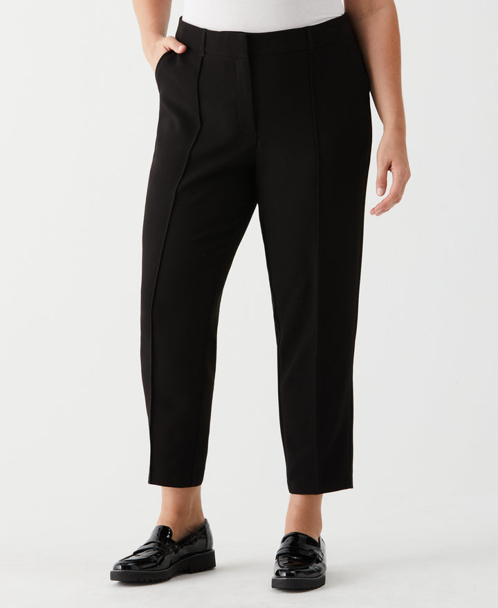 Plus Size Straight Leg Pintuck Pant (Black) 