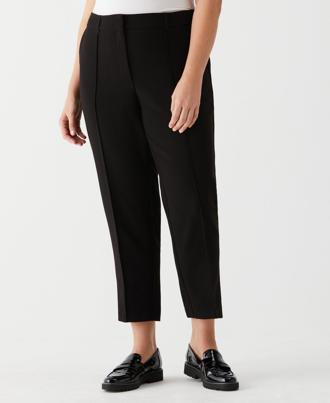 Plus Size Straight Leg Pintuck Pant (Black) 