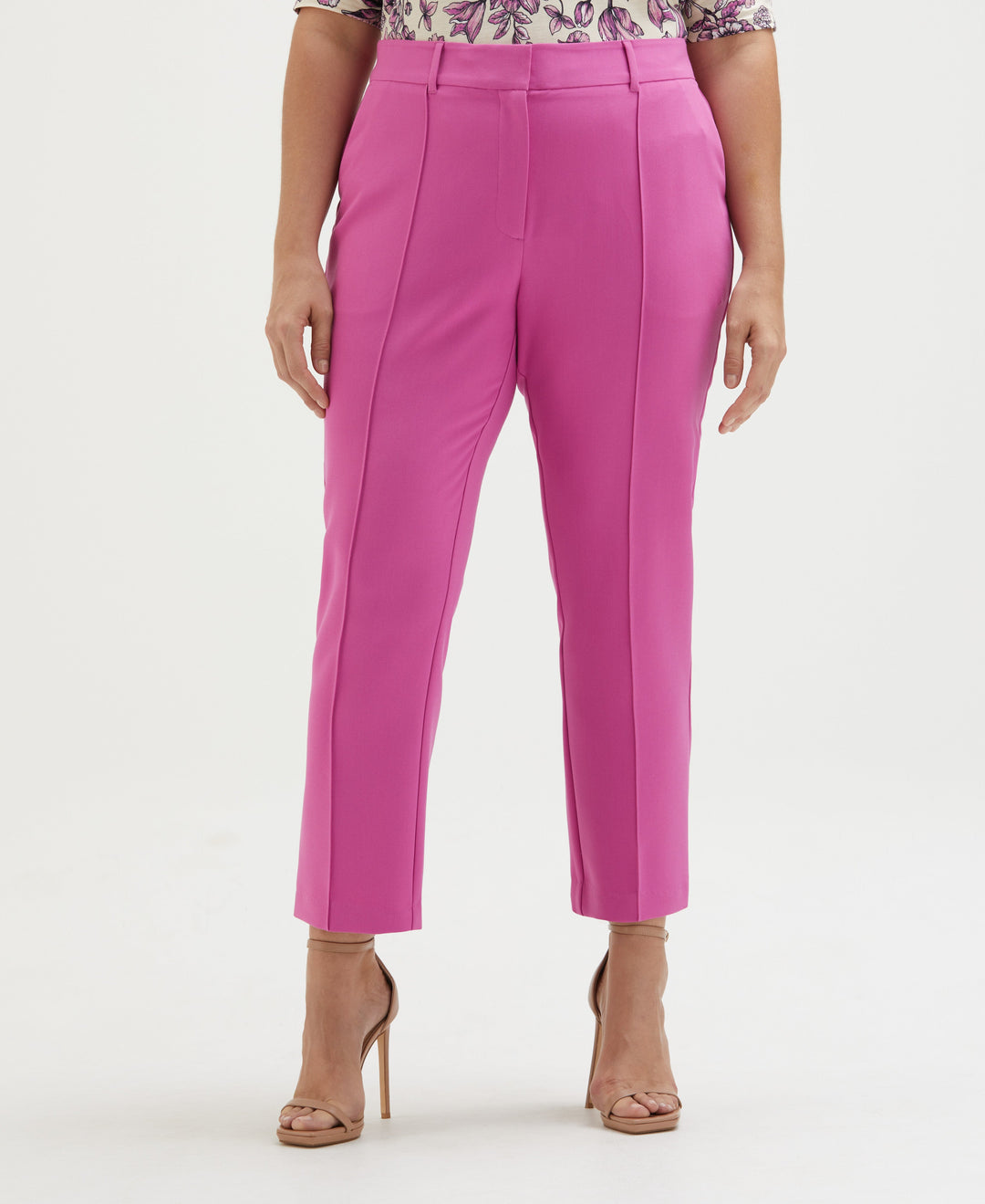Plus Size Straight Leg Pintuck Pant (Purple Orchid) 