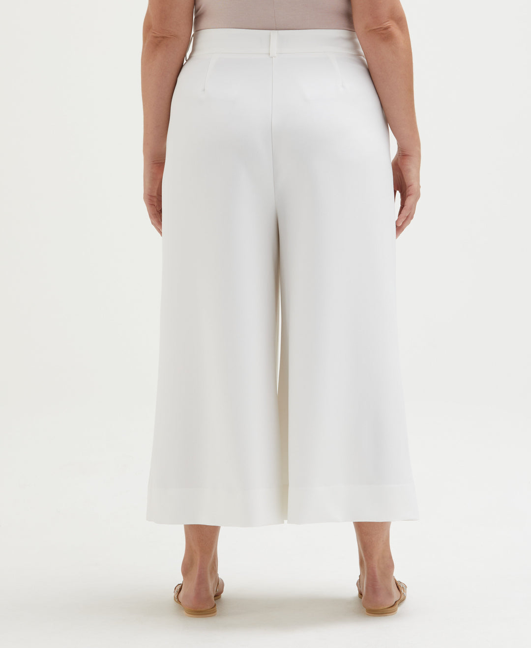 Plus Size Wide Culotte Pant (White) 