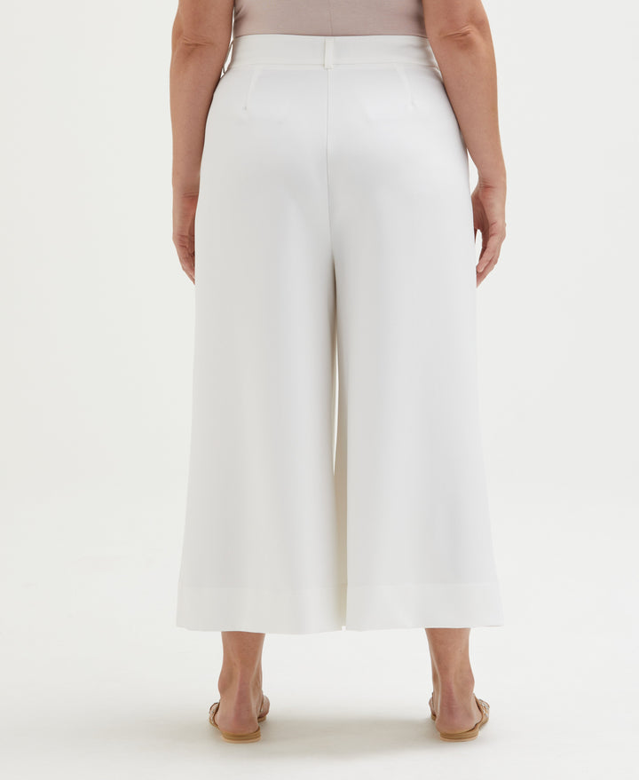 Plus Size Wide Culotte Pant (White) 