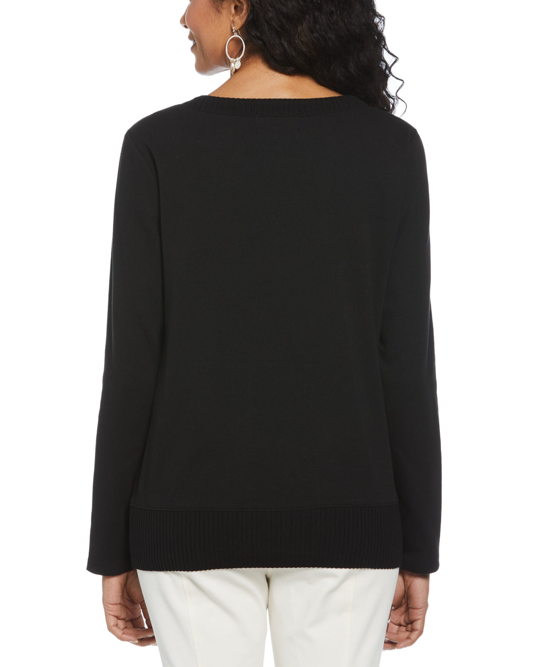 Ribbed Asymmetrical Fringe Hem Top (Black) 
