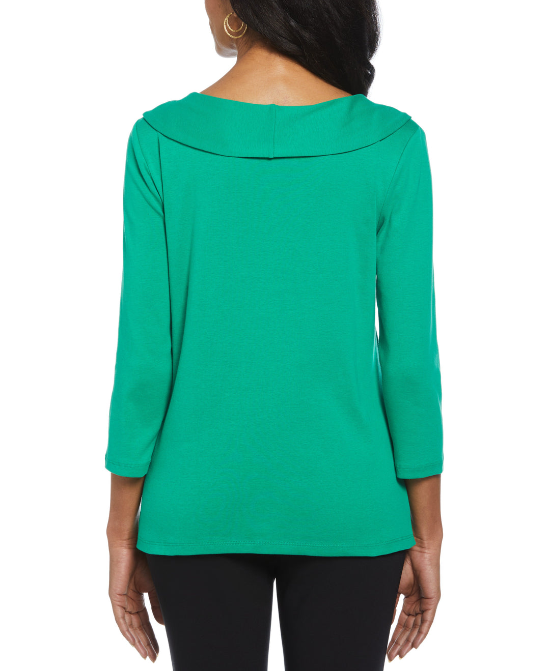 Ribbed Marilyn Neck Top with Decorative Brooch (Jelly Bean) 