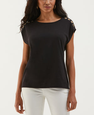 Rivet Detail Tank Top (Black) 