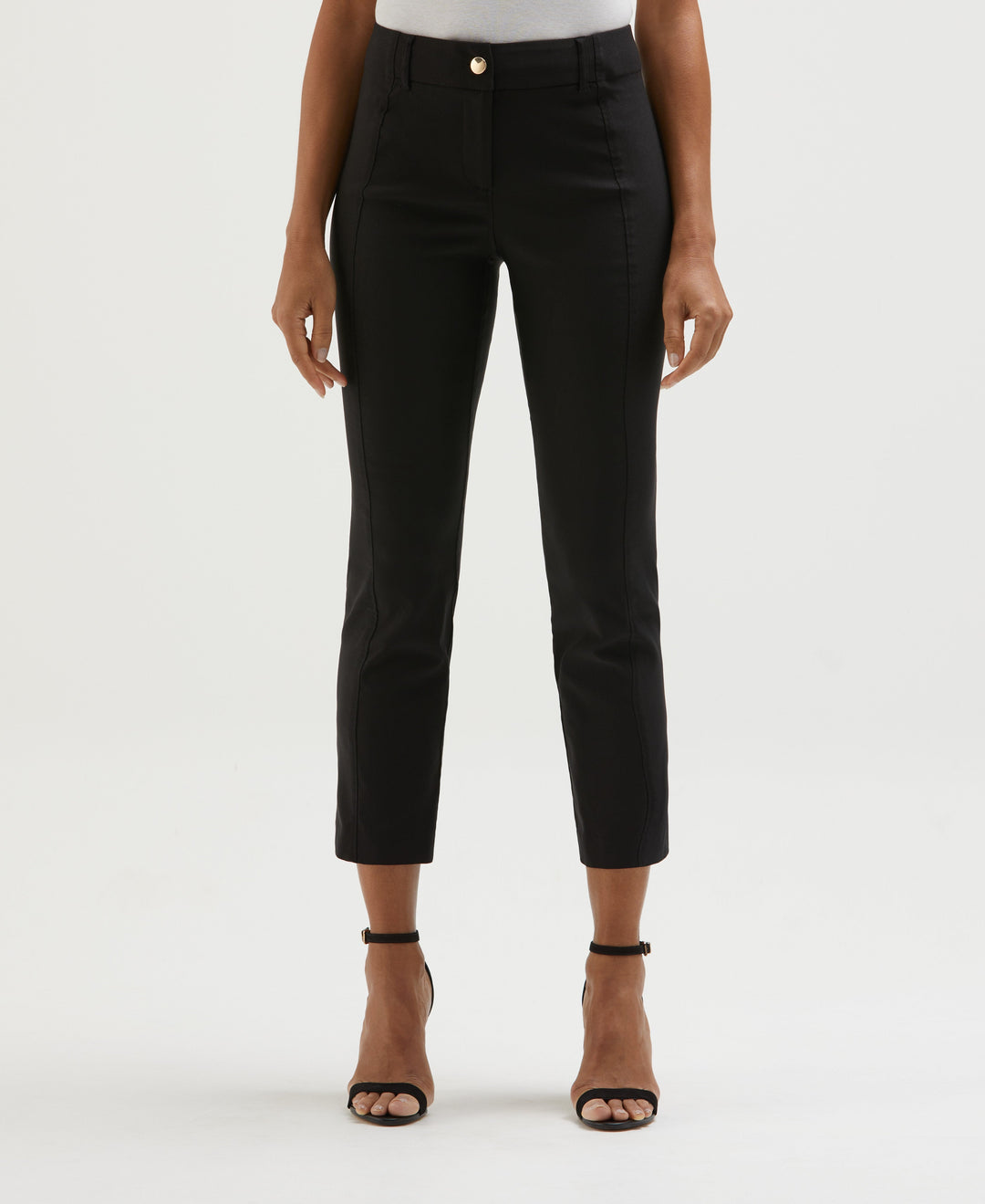Satin Luxe Straight Leg Crop Pant (Black) 