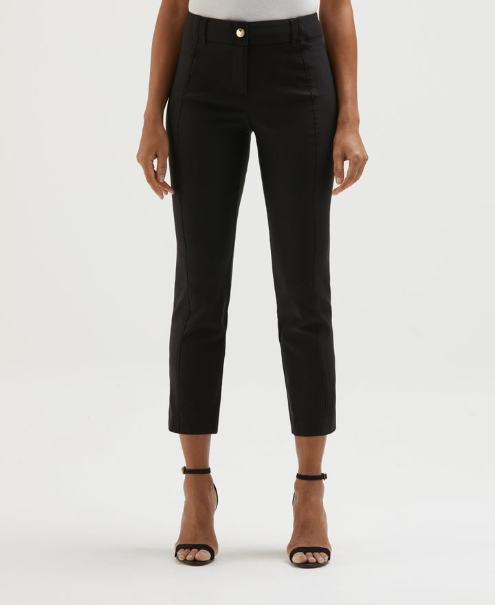 Satin Luxe Straight Leg Crop Pant (Black) 