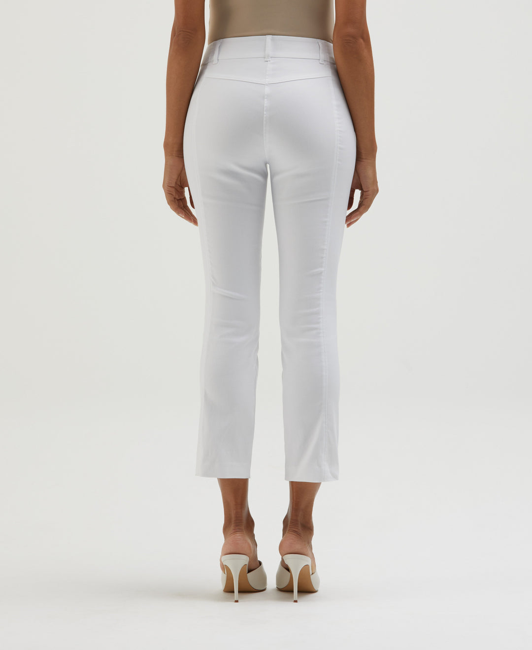 Satin Luxe Straight Leg Crop Pant (White) 