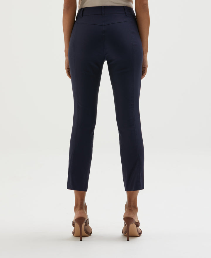 Satin Luxe Straight Leg Crop Pant (Navy) 