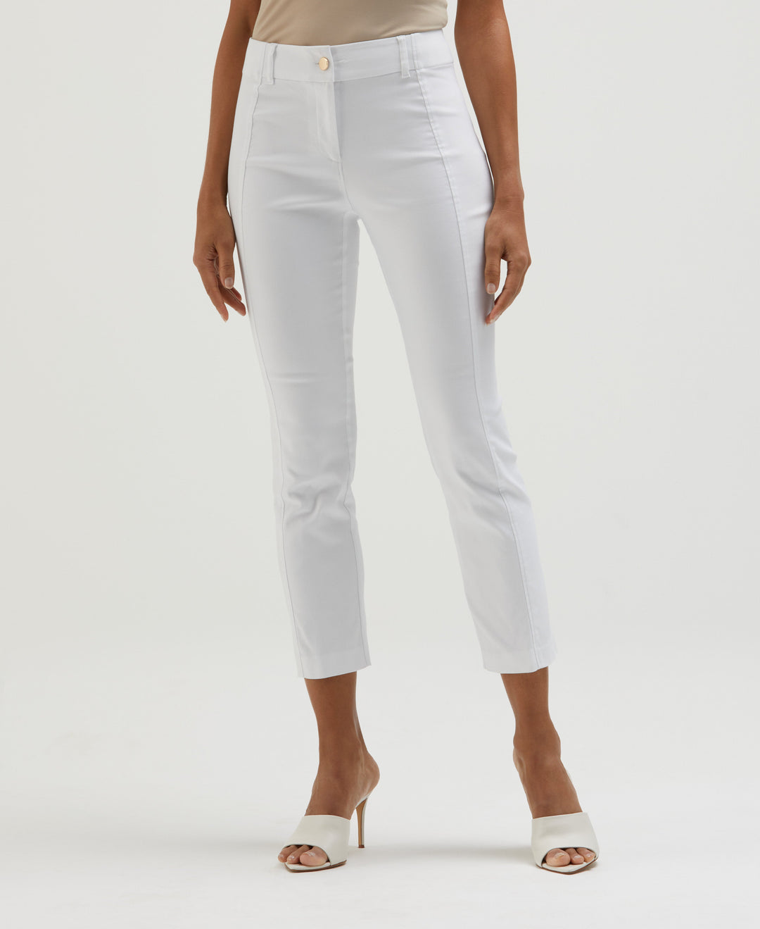 Satin Luxe Straight Leg Crop Pant (White) 