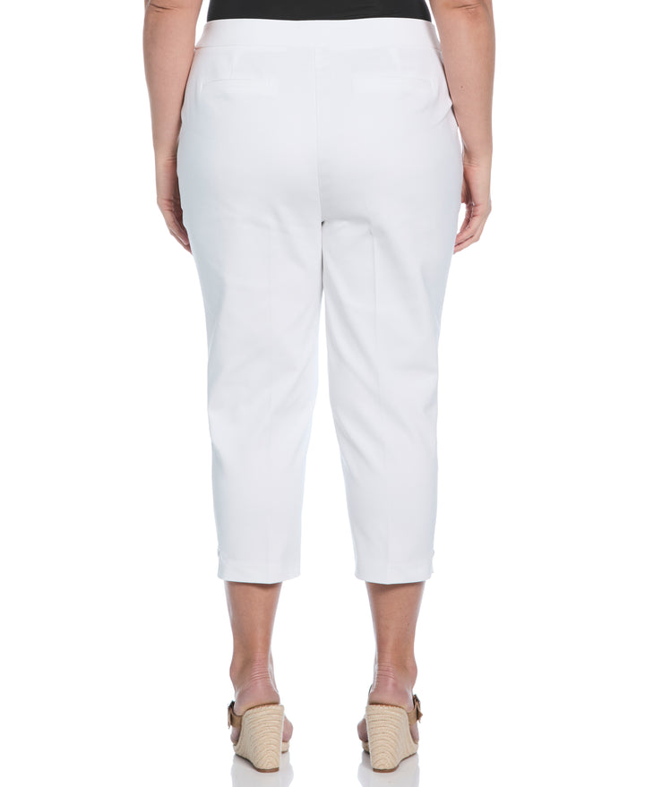 Satin Twill Capri With Grommets (White) 