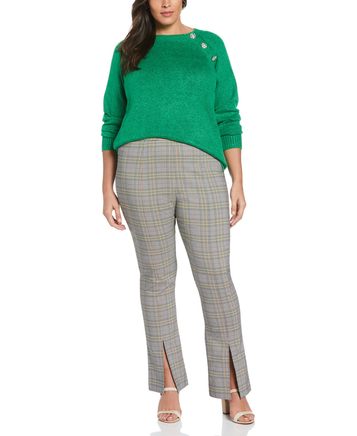 Slit Front Pull-On Pant (Black) 