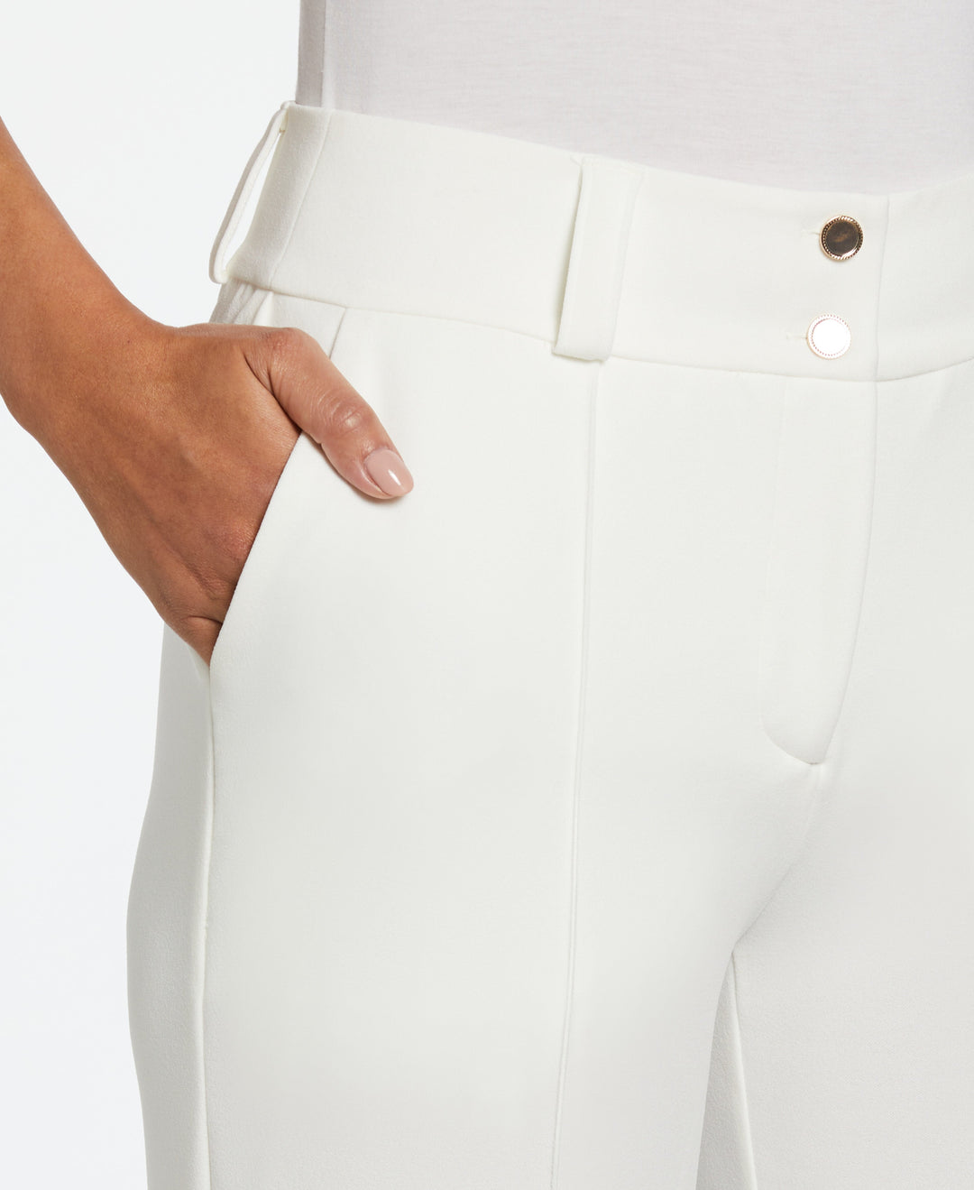 Wide Waistband Wide Leg Pant (Snow White)