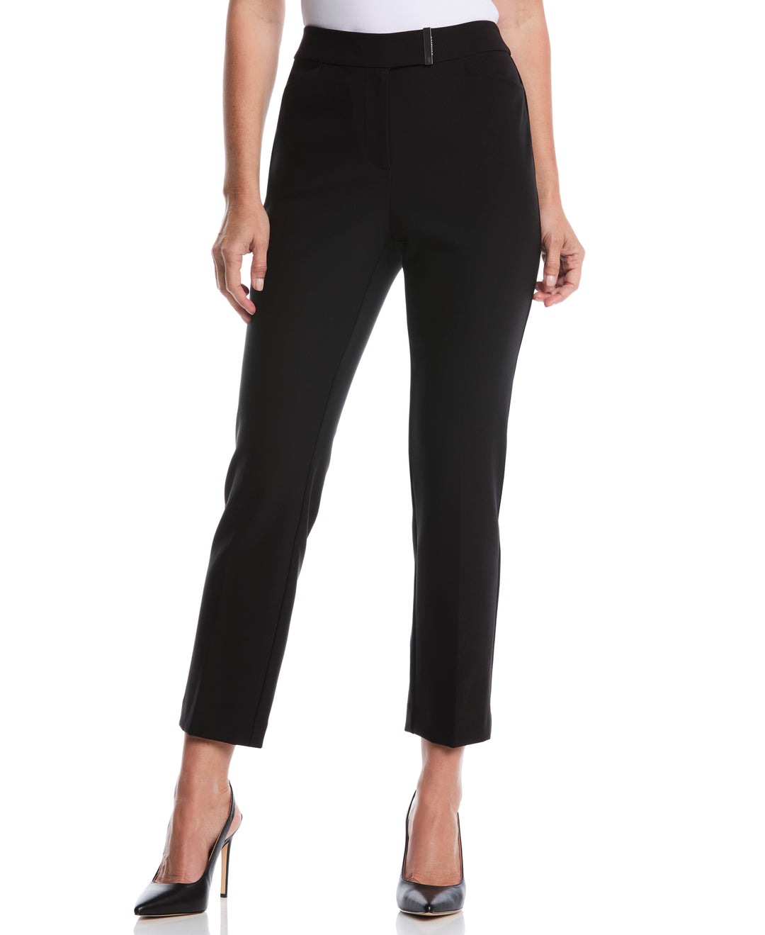 Petite Extended Tab Ankle Pant (Black) 