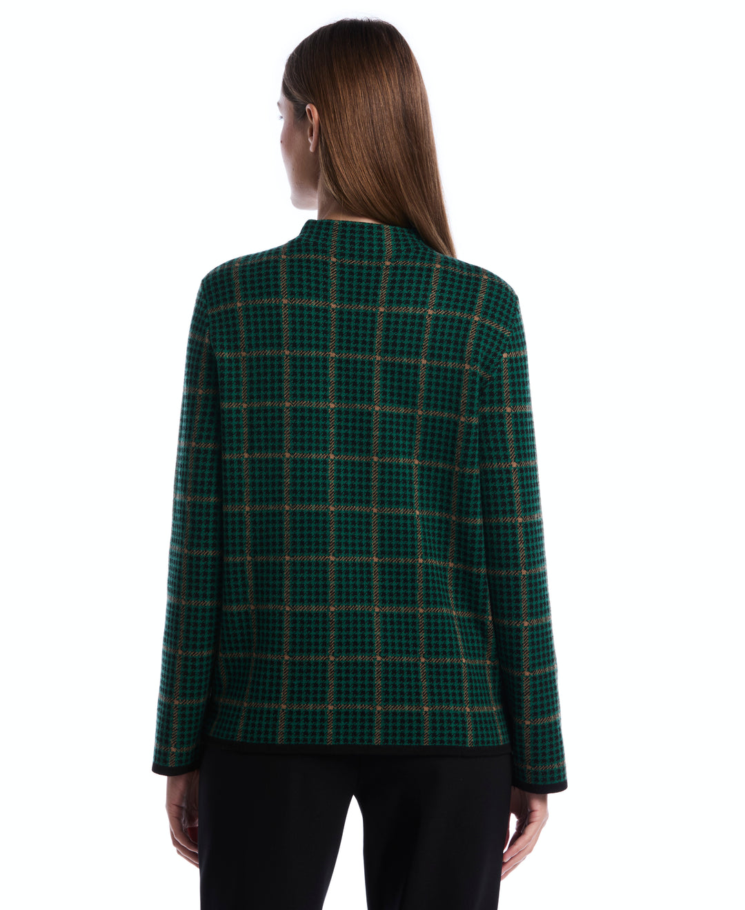 Plaid Print Mock Neck Sweater (Ultramarine Green) 