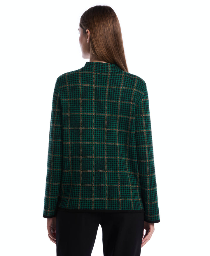 Plaid Print Mock Neck Sweater (Ultramarine Green) 