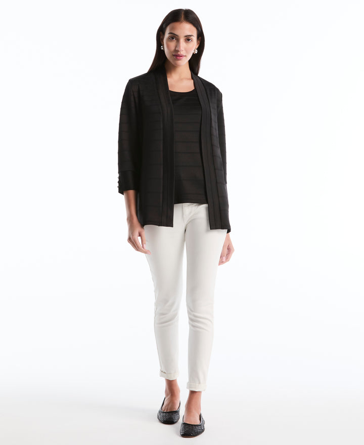 Petite Ottoman Knit Cardigan Sweater (Black) 