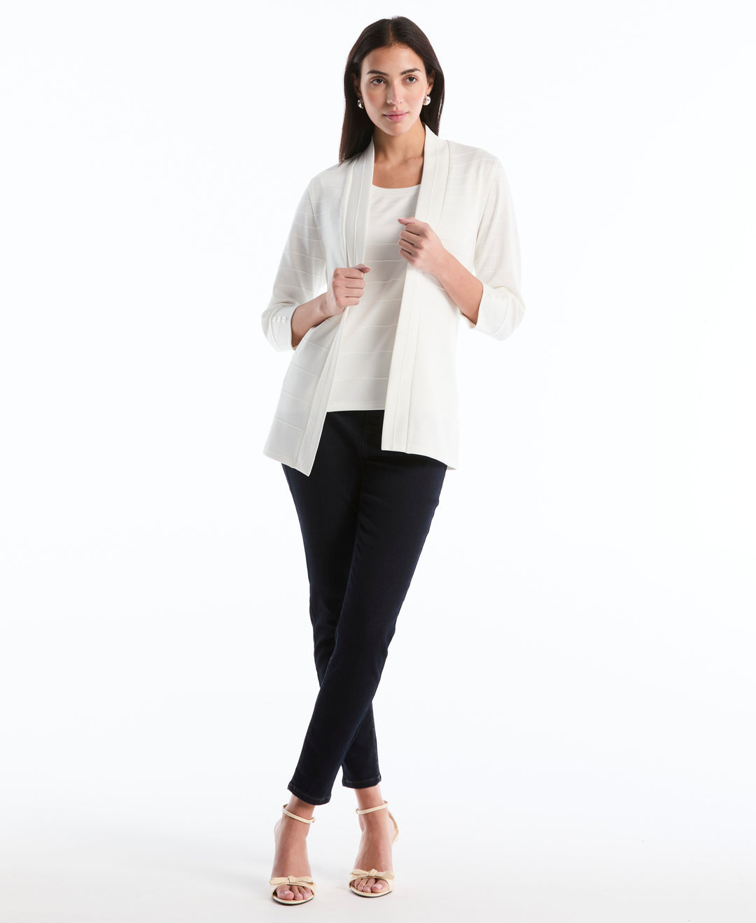 Petite Ottoman Knit Cardigan Sweater (Star White) 