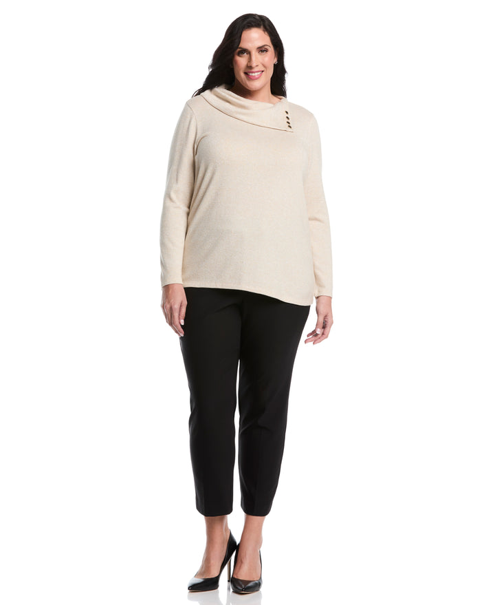 Plus Size Split Collar Top (Wheat Heather) 
