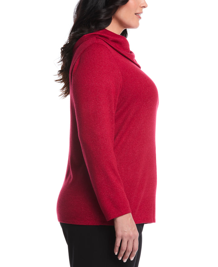 Plus Size Split Collar Top (Rio Red) 