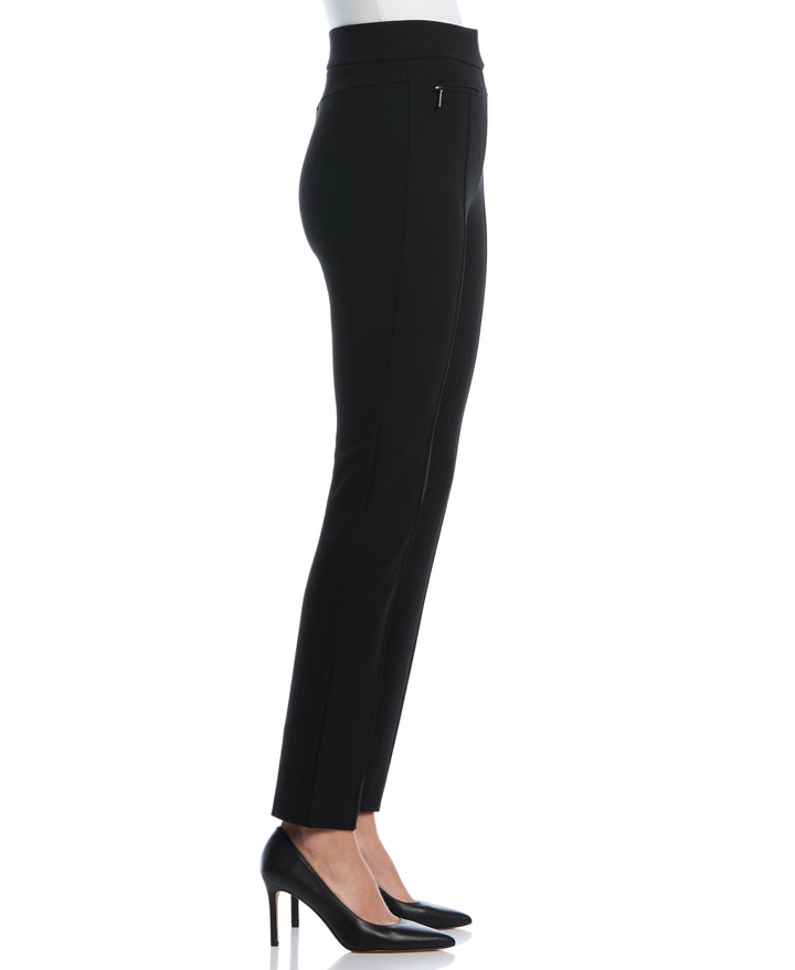 Petite Ponte Slim Leg Pant (Black) 