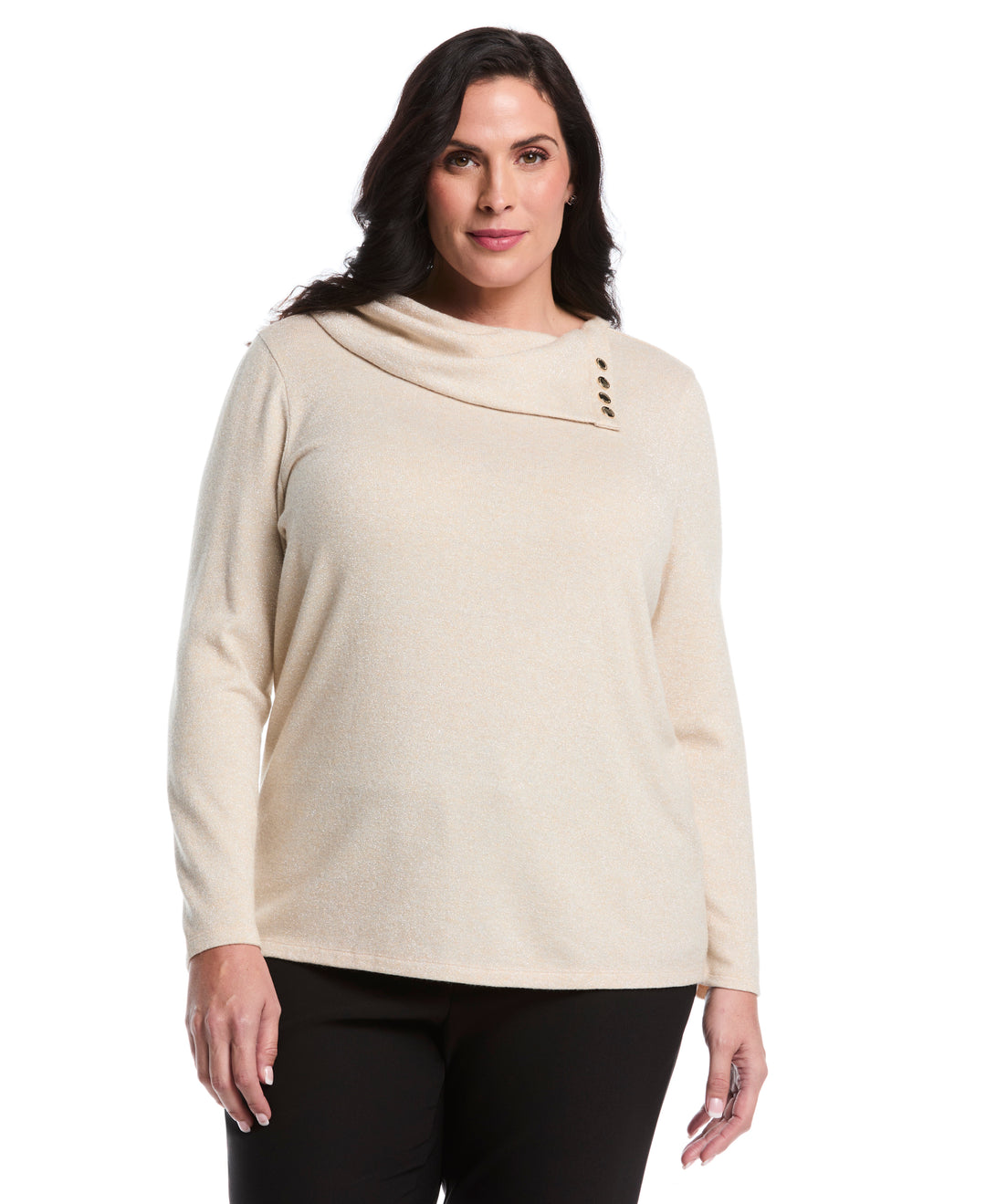 Plus Size Split Collar Top (Wheat Heather) 