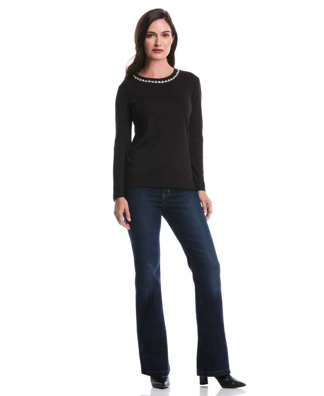Embellished Neck Top (Black) 