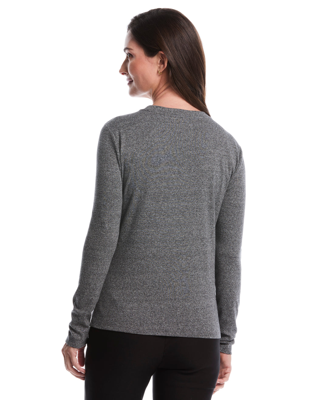 Embellished Neck Top (Salt & Pepper Heather) 