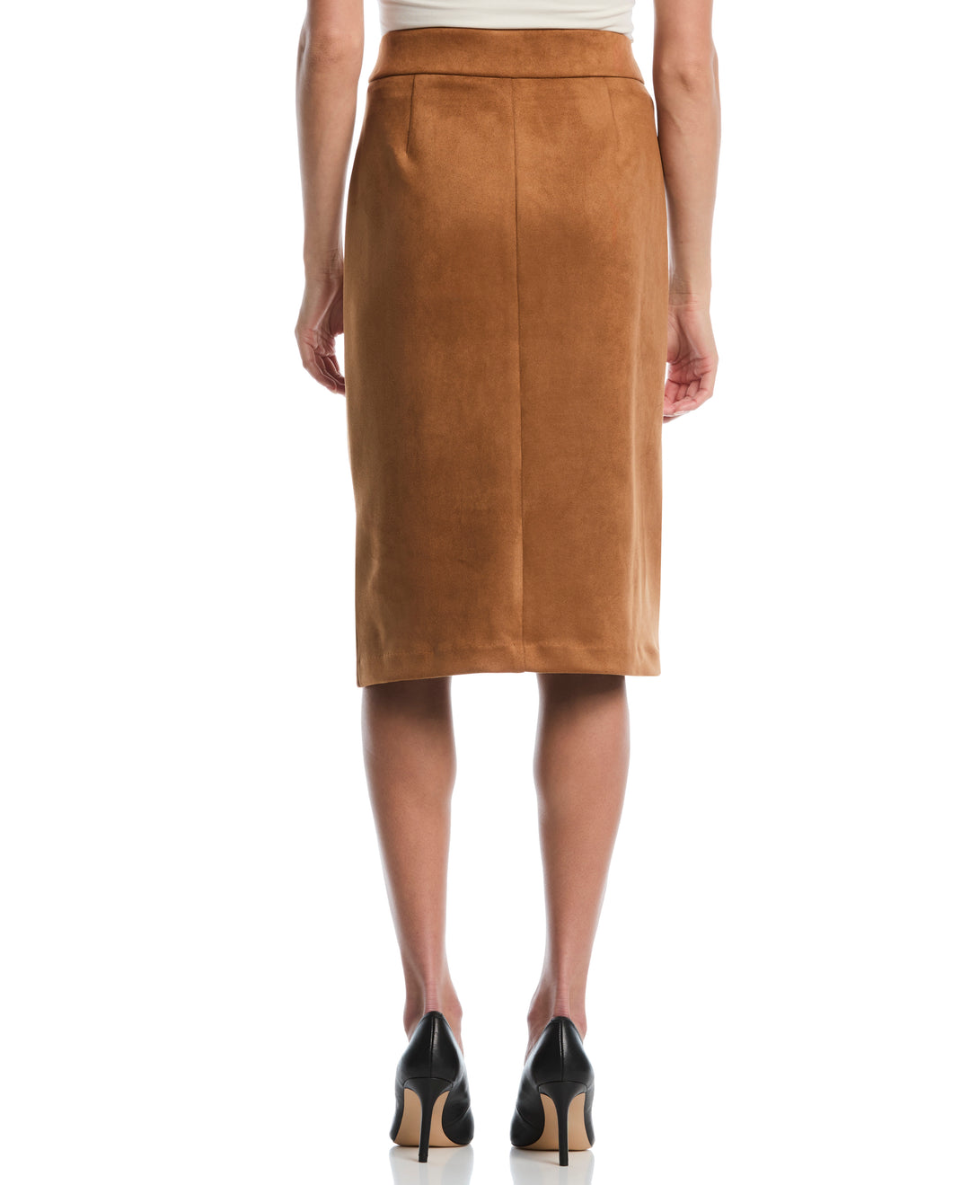 Novelty Belt Suede Midi Skirt (Tobacco Brown) 