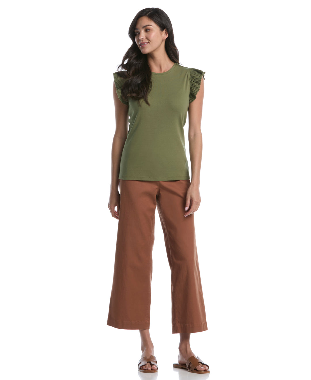 Petite Ruffle Top (Loden Green) 