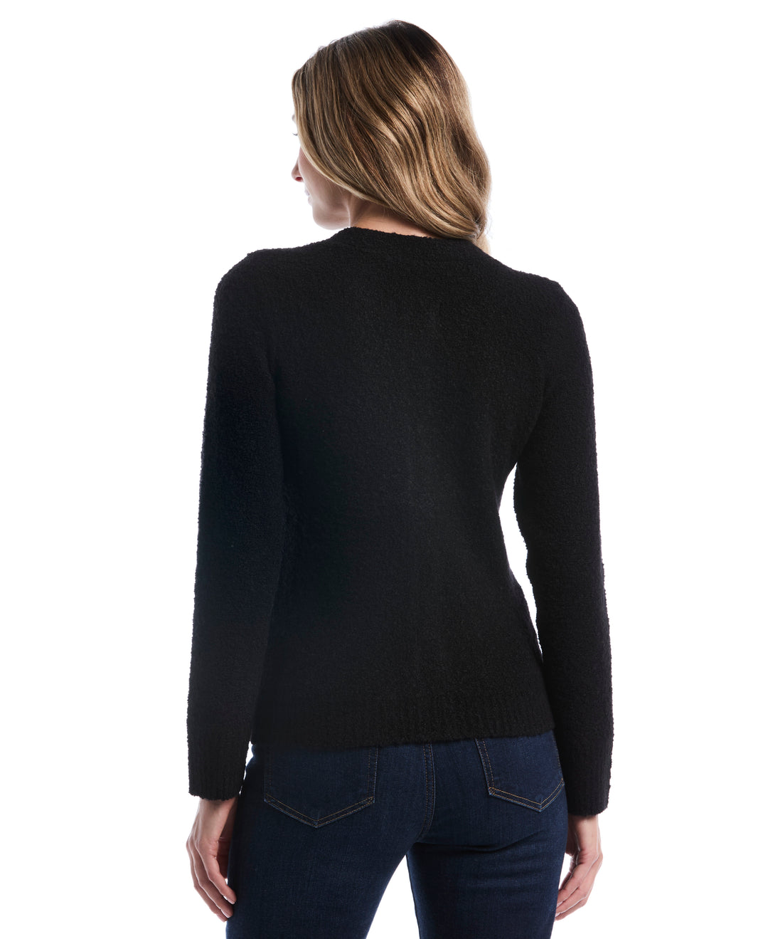 Teddy Boucle Patch Pocket Cardigan (Black) 