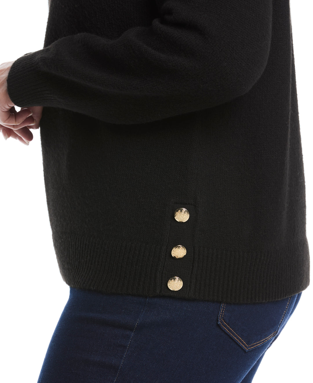Plus Size Crew Neck Novelty Sweater (Black) 
