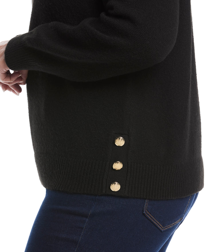Plus Size Crew Neck Novelty Sweater (Black) 
