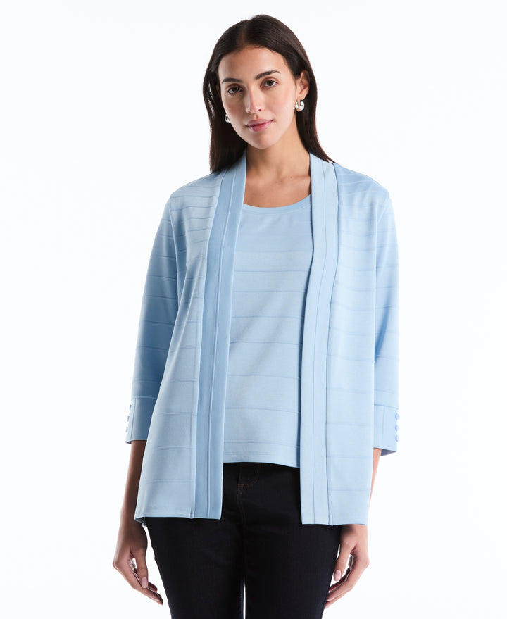 Petite Ottoman Knit Cardigan Sweater (Cerulean) 