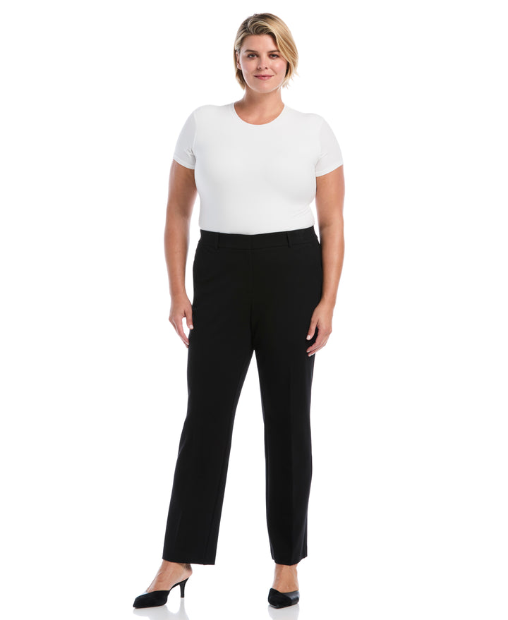 Plus Size Fly Front Bootcut Pant (Black) 