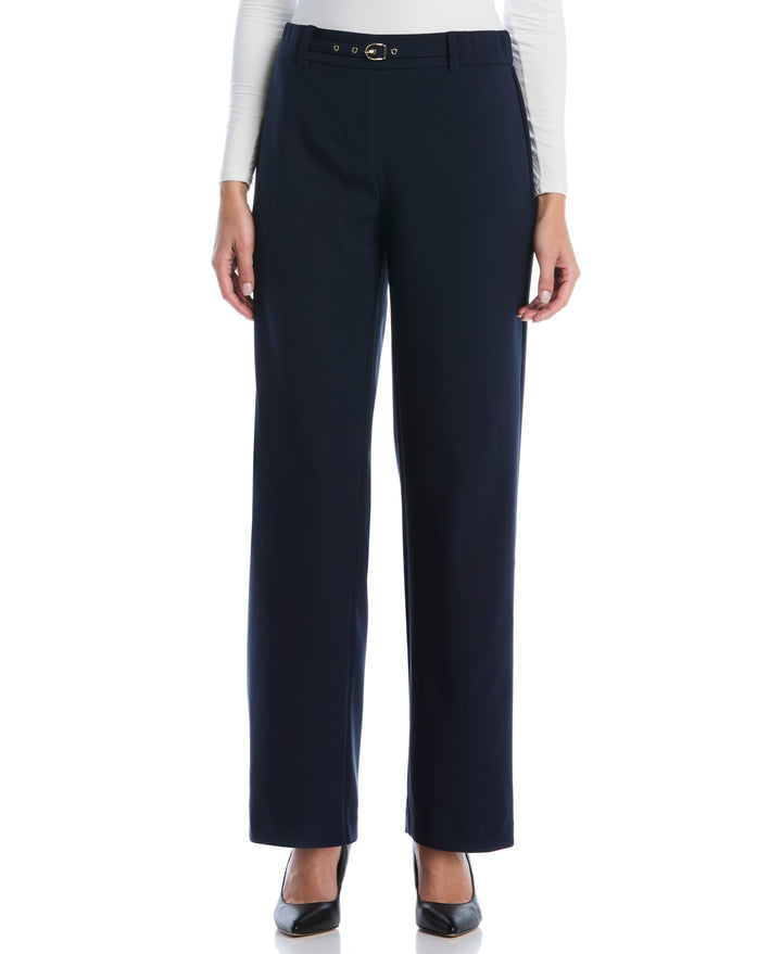 Wide Leg Novelty Belt Pant (Black Iris) 
