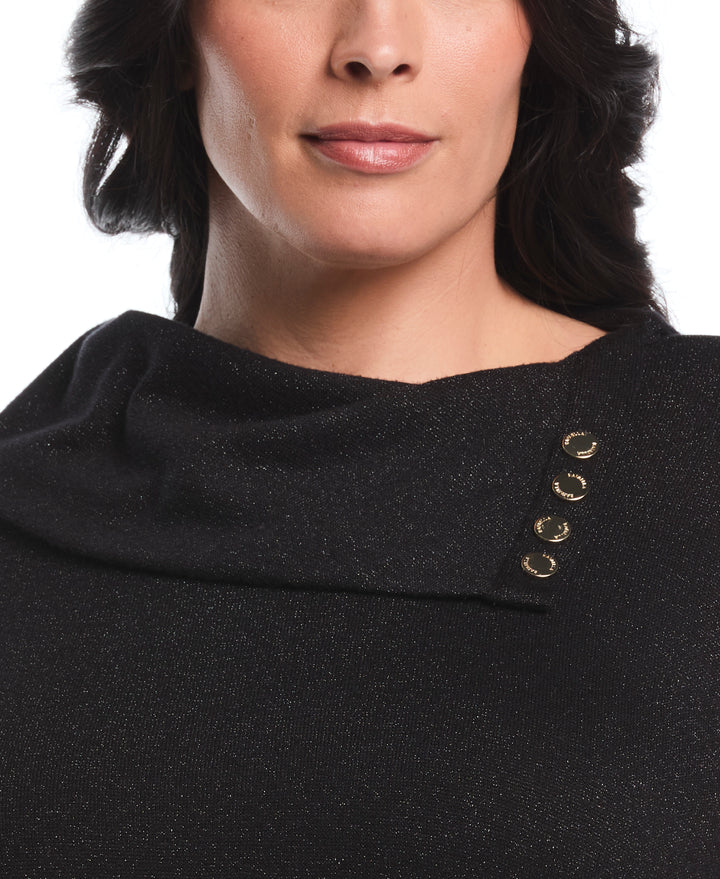 Plus Size Split Collar Top (Black) 