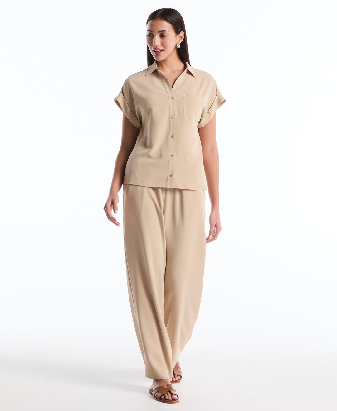 Drawstring Wide Leg Pant (Humus) 